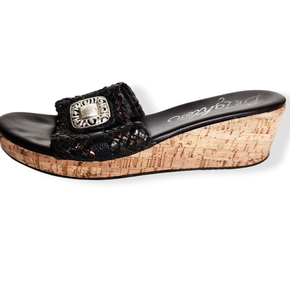 Brighton Hamlet Cork Wedge Slip On Woven Slide Sandals Size 7 - Picture 2 of 12